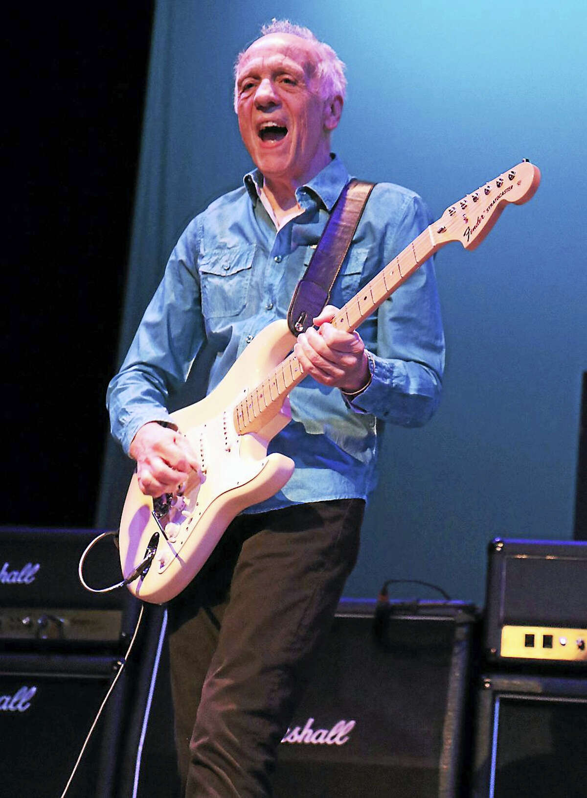 Photo by John Atashian Guitarist and singer Robin Trower, who achieved success with Procol Harum during the 1960s, is shown performing on stage during his appearance at the Ridgfield Playhouse on Saturday night April 23rd. The English rock guitar legend attracted a capacity crowd of fans and treated them to his biggest hits plus songs from his new brand new album “Where You Are Going To”.