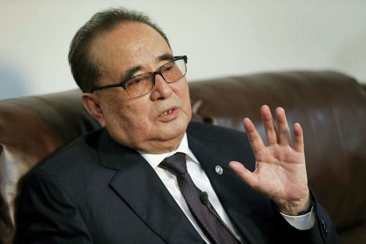 North Korea’s Foreign Minister Ri Su Yong answers questions during an interview, Saturday, April 23, 2016, in New York.