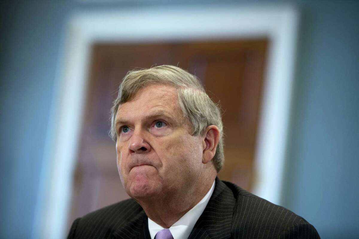 In this Oct. 7, 2015 photo, Agriculture Secretary Tom Vilsack pauses as he testifies on Capitol Hill in Washington before the House Agriculture Committee hearing on the 2015 Dietary Guidelines for Americans.