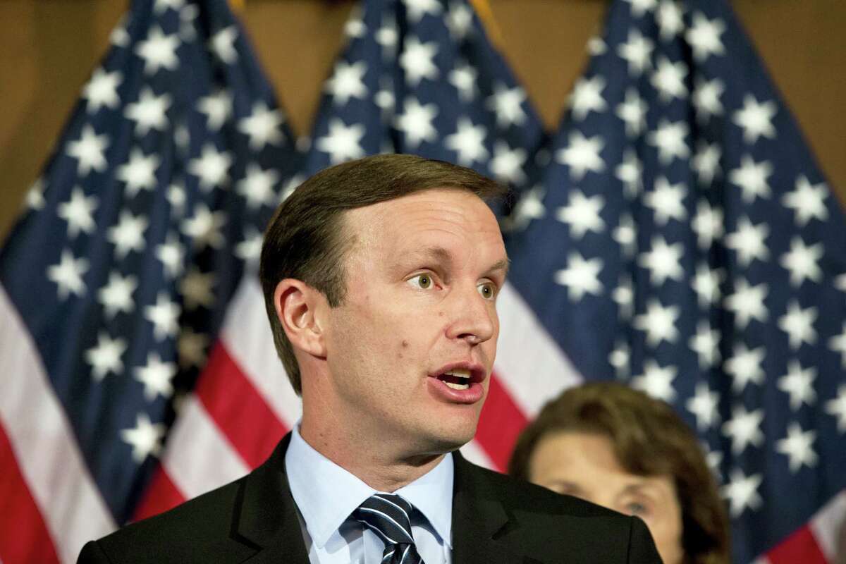 U.S. Sen. Chris Murphy, D-Conn., speaks during a media availability on Capitol Hill in Washington in June.