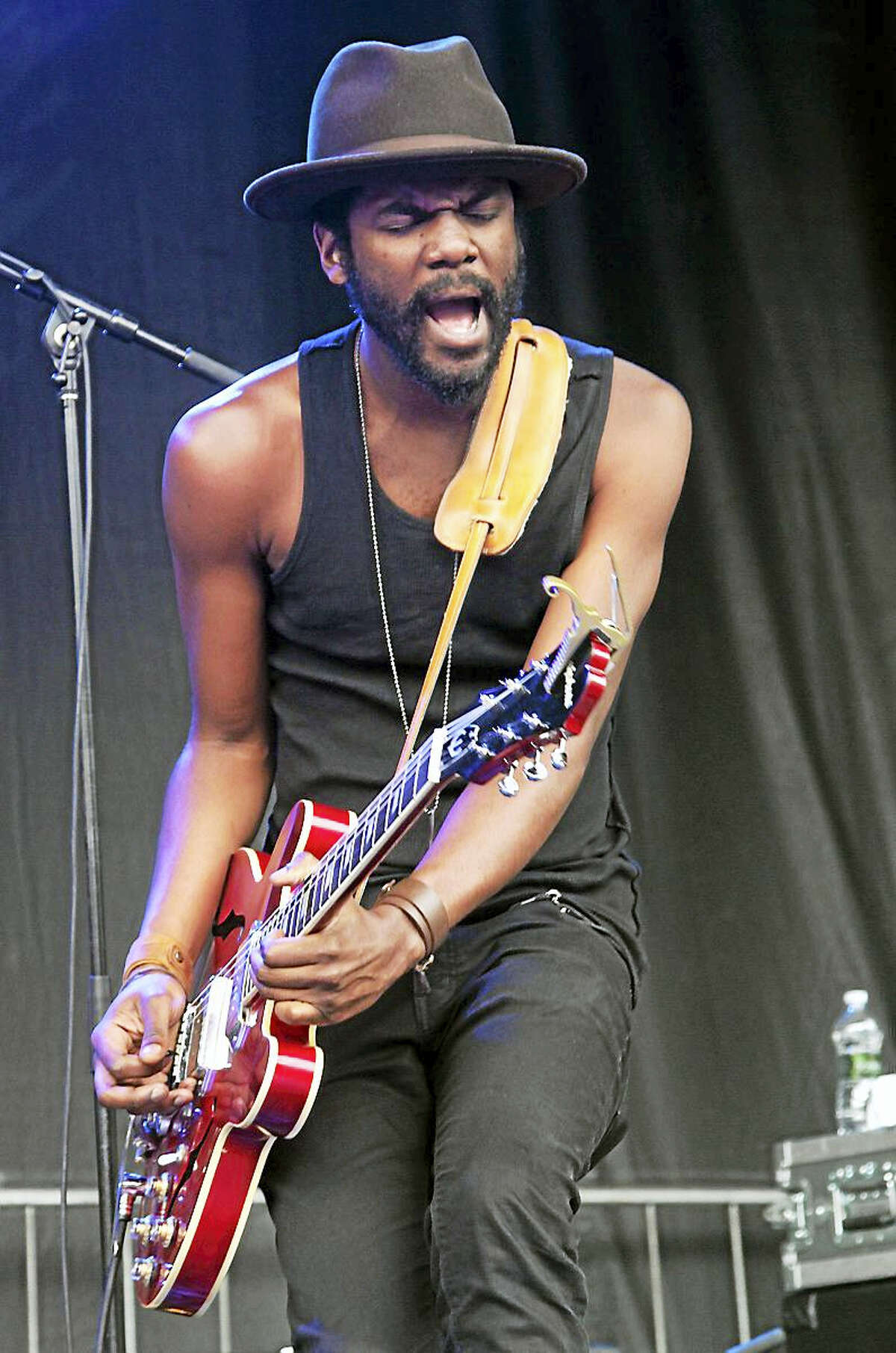Photo by John AtashianGuitarist and actor Gary Clark Jr is shown performing on stage during a concert appearance.