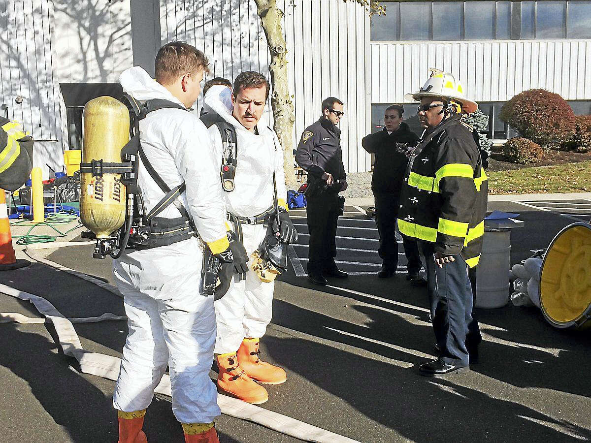 The New Haven Register building was evacuated about 2:20 p.m. Wednesday as fire, public safety and hazmat crews were called to 100 Gando Drive. Officials said a suspicious letter had prompted the investigation. The building was reopened about 5:20 p.m.