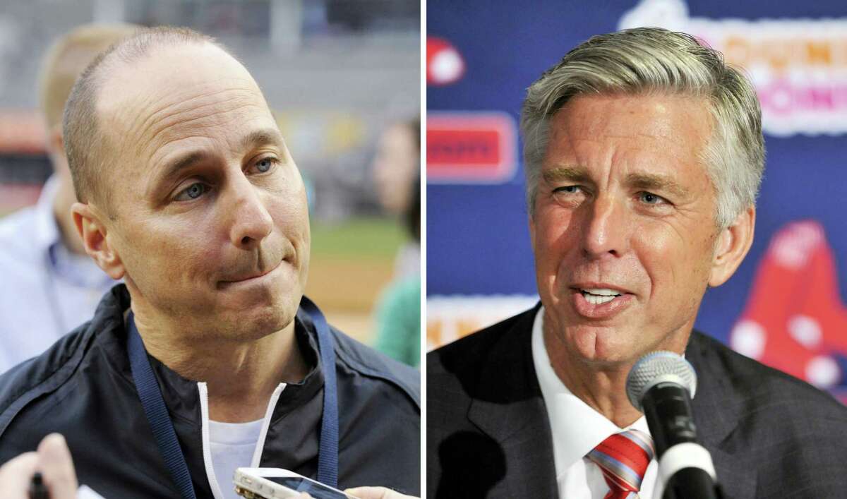 Yankees GM Brian Cashman, left, and Red Sox President of Baseball Operations Dave Dombrowski.