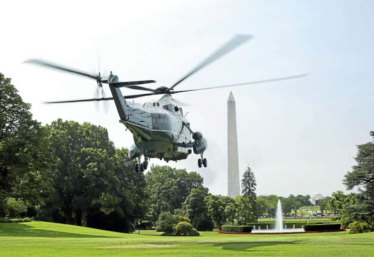 Marine One, seen here, with President Barack Obama and first lady Michelle Obama aboard, lifting off from the South Lawn of the White House in Washington in July.