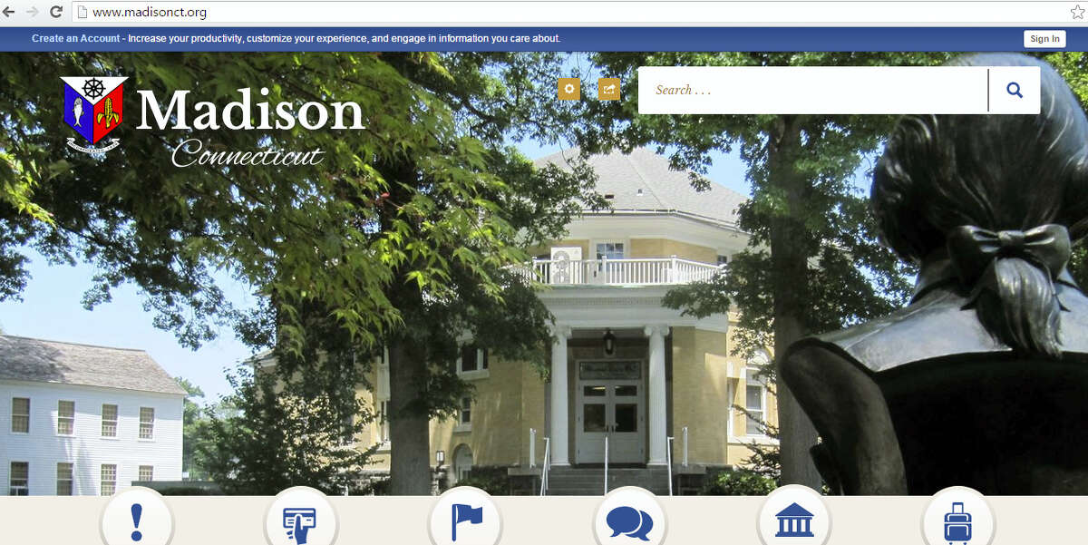 A screenshot of the new Madison town website.