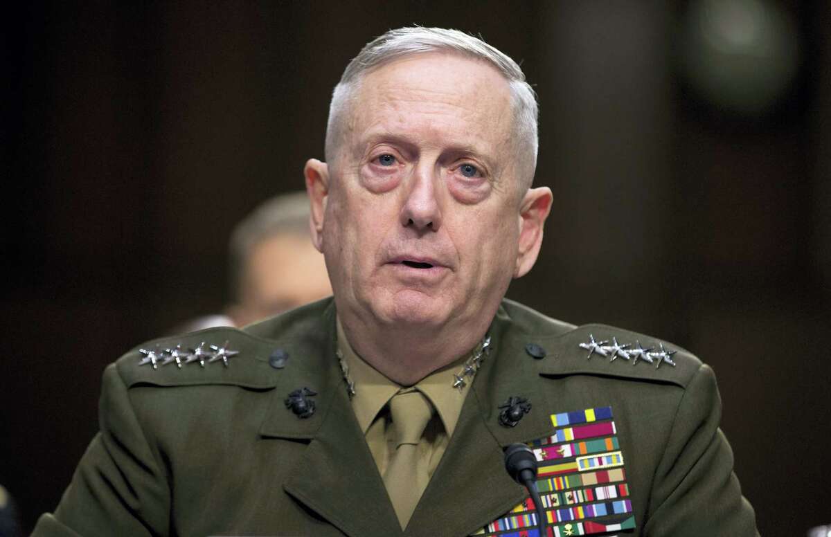 In this March 5, 2013, file photo, then-Marine Gen. James Mattis, commander, U.S. Central Command, testifies on Capitol Hill in Washington. President-elect Donald Trump says he will nominate retired Gen. James Mattis to lead the Defense Department.