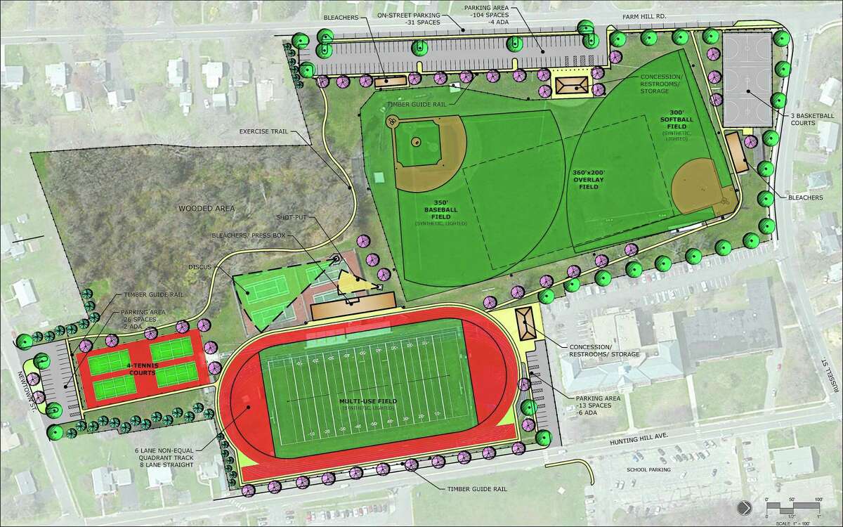 Shown are renderings for improvements at Middletown’s Kidney Field on Farm Hill Road in Middletown, which will include artificial turf.
