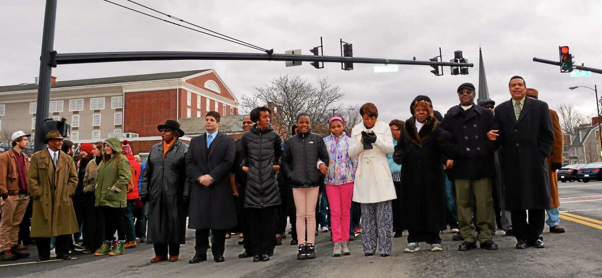 The Martin Luther King Jr. Scholarship Committee of Greater Middletown marked the late civil rights activist’s birthday with a march from Dr. Martin Luther King Jr. Way to First Church on Court Street Monday.