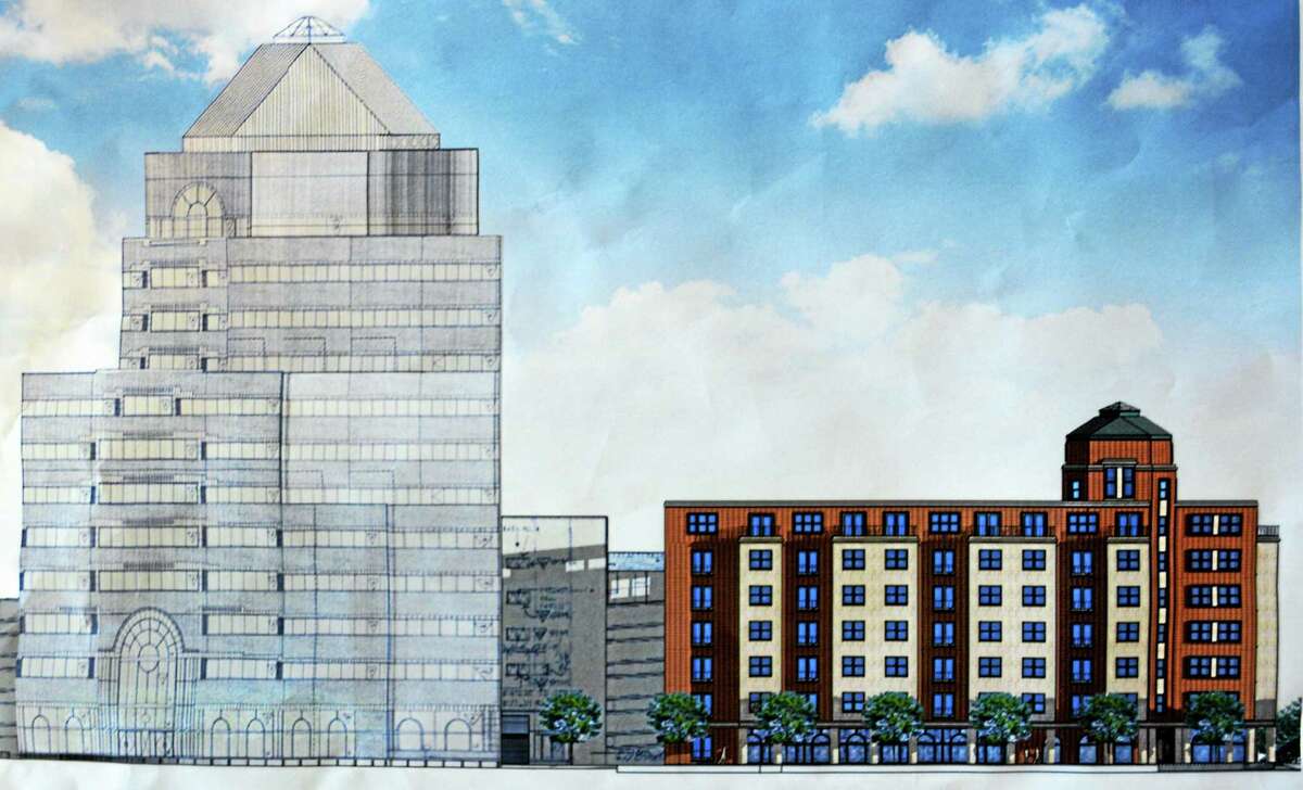Renderings for the proposed six-story high rise complex in downtown Middletown.