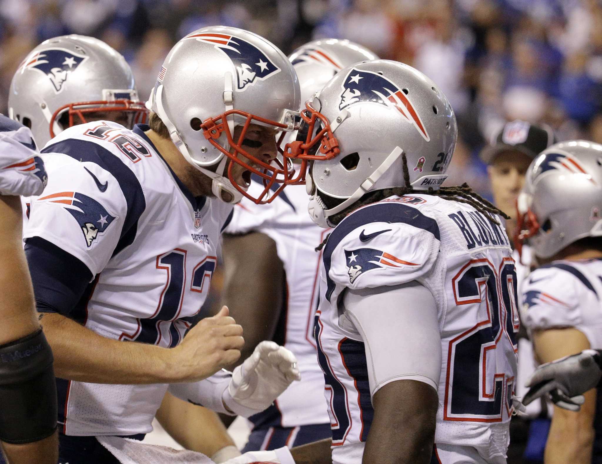 October 18, 2015: New England Patriots wide receiver Julian Edelman (11)  runs with the ball during NFL football game action between the New England  Patriots and the Indianapolis Colts at Lucas Oil