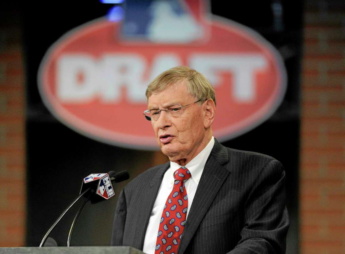 Major League Baseball commissioner Bud Selig announces the selections during the 2014 MLB draft on Thursday in Secaucus, N.J.