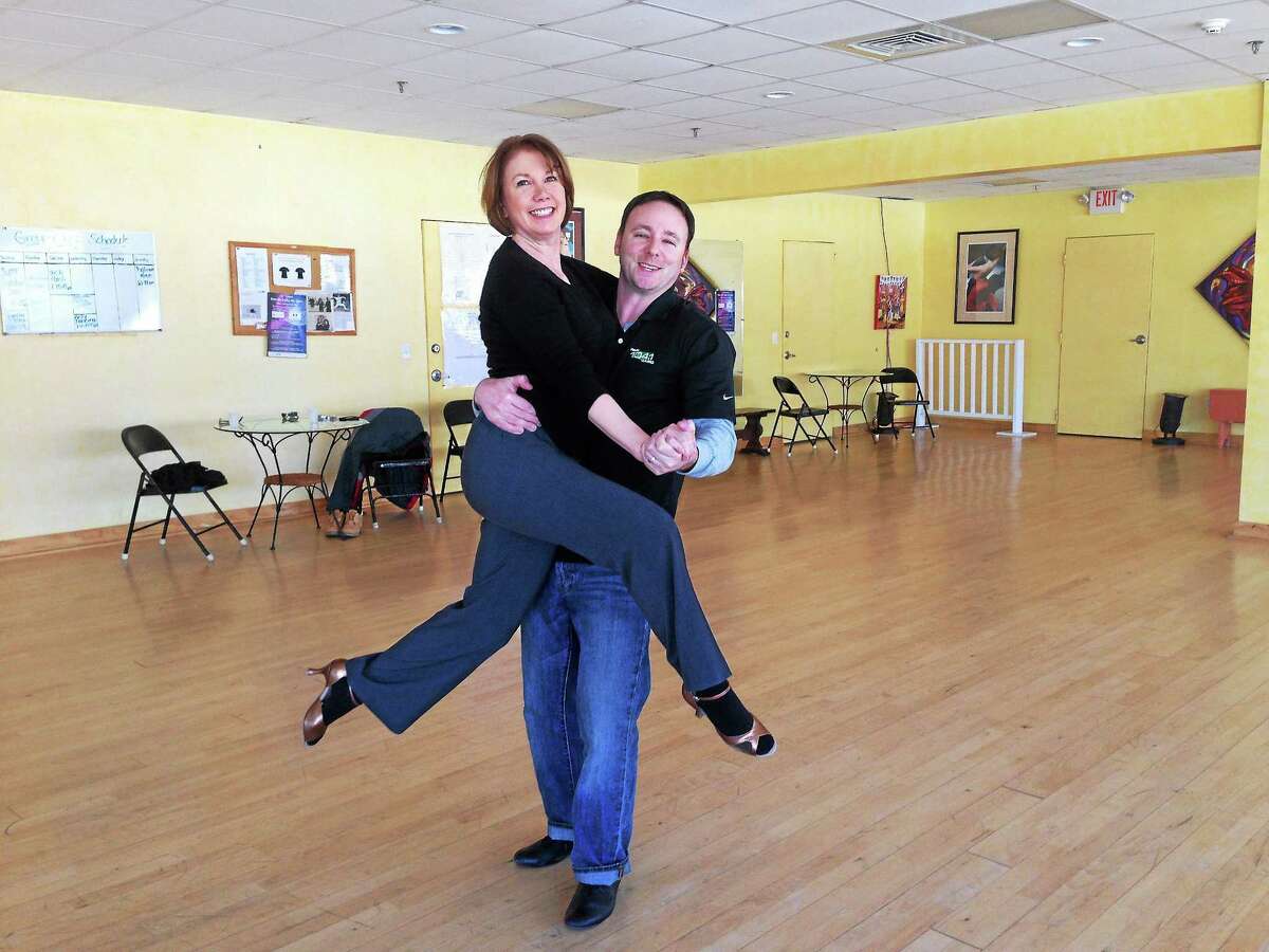 East Haddam resident and WMRQ 104.1 FM radio host David Fisch trains with his dance partner and “Dance In Rhythm” studio co-owner Karen Pfrommer in Branford. The duo will take part in the fifth annual Dancing Under the Stars fundraiser to benefit the Ronald McDonald Children’s House of Connecticut on Friday, Feb. 28, in New Haven.