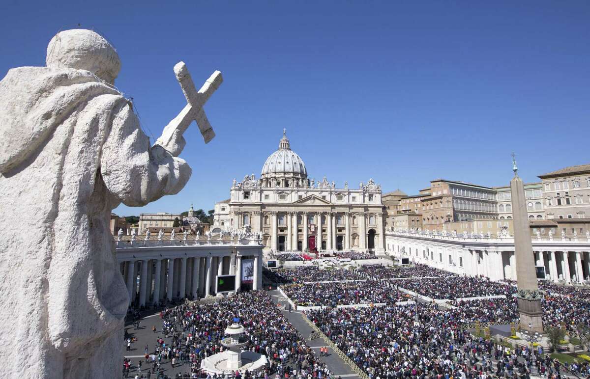 St. Peter’s Square on Palm Sunday as Mass is celebrated by Pope Francis.