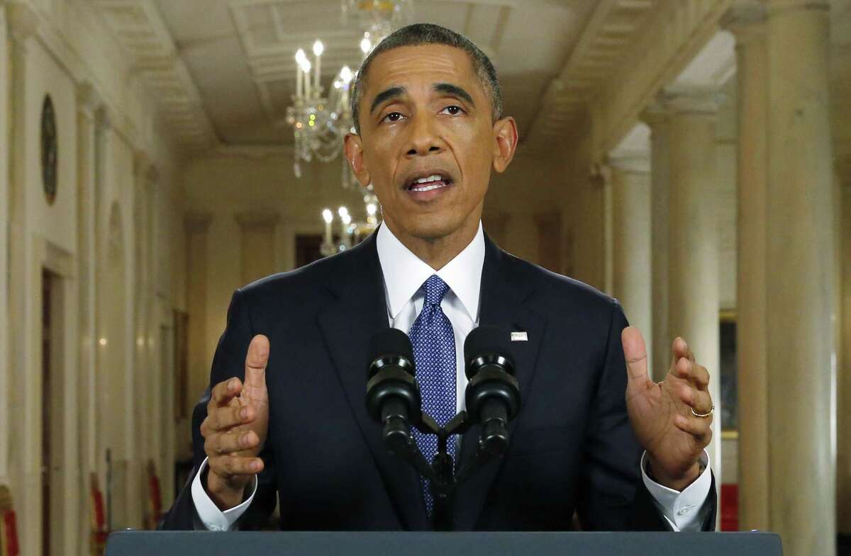 President Barack Obama speaks during a nationally televised address from the White House in Washington, Thursday, Nov. 20, 2014. Spurning furious Republicans, President Barack Obama unveiled expansive executive actions on immigration Thursday night to spare nearly 5 million people in the U.S. illegally from deportation and refocus enforcement efforts on "felons, not families." (AP Photo/Jim Bourg, Pool)