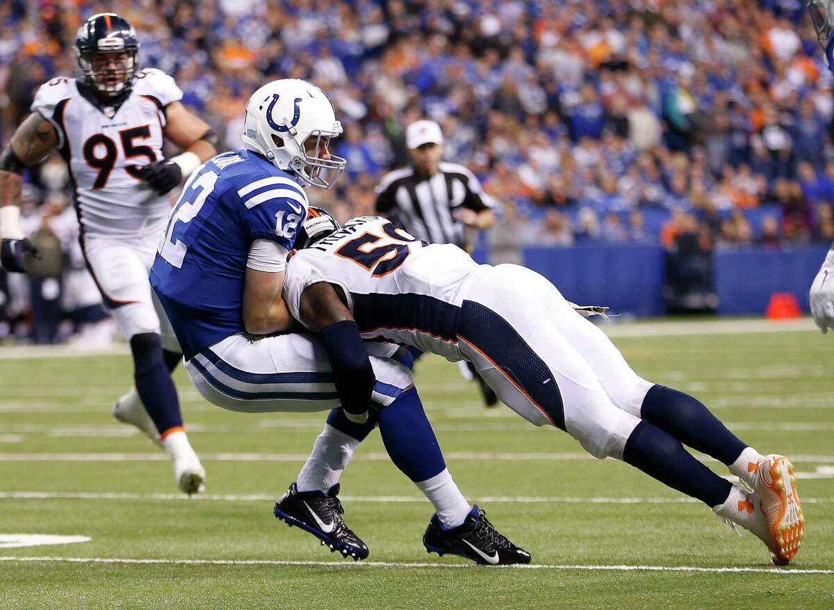 Indianapolis Colts quarterback Andrew Luck (12) prepares to throw