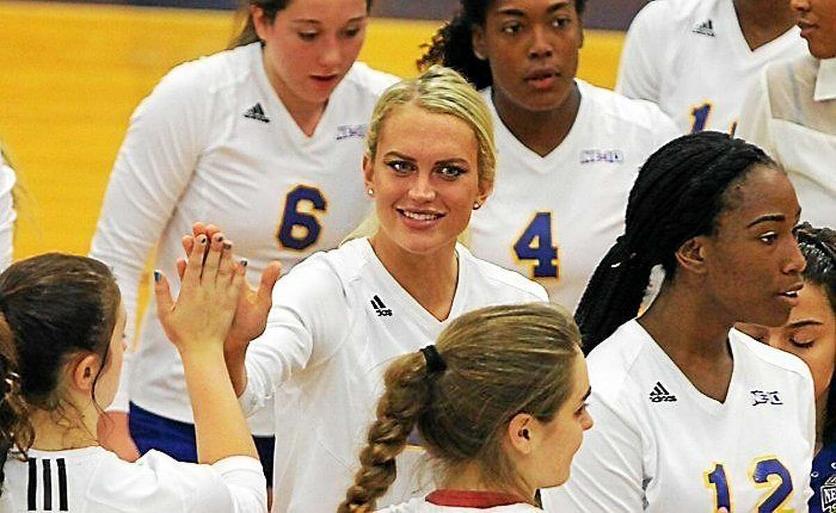 Courtesy University of New Haven Women's Volleyball Ashley Dalton made her UNH team debut on Oct. 31.
