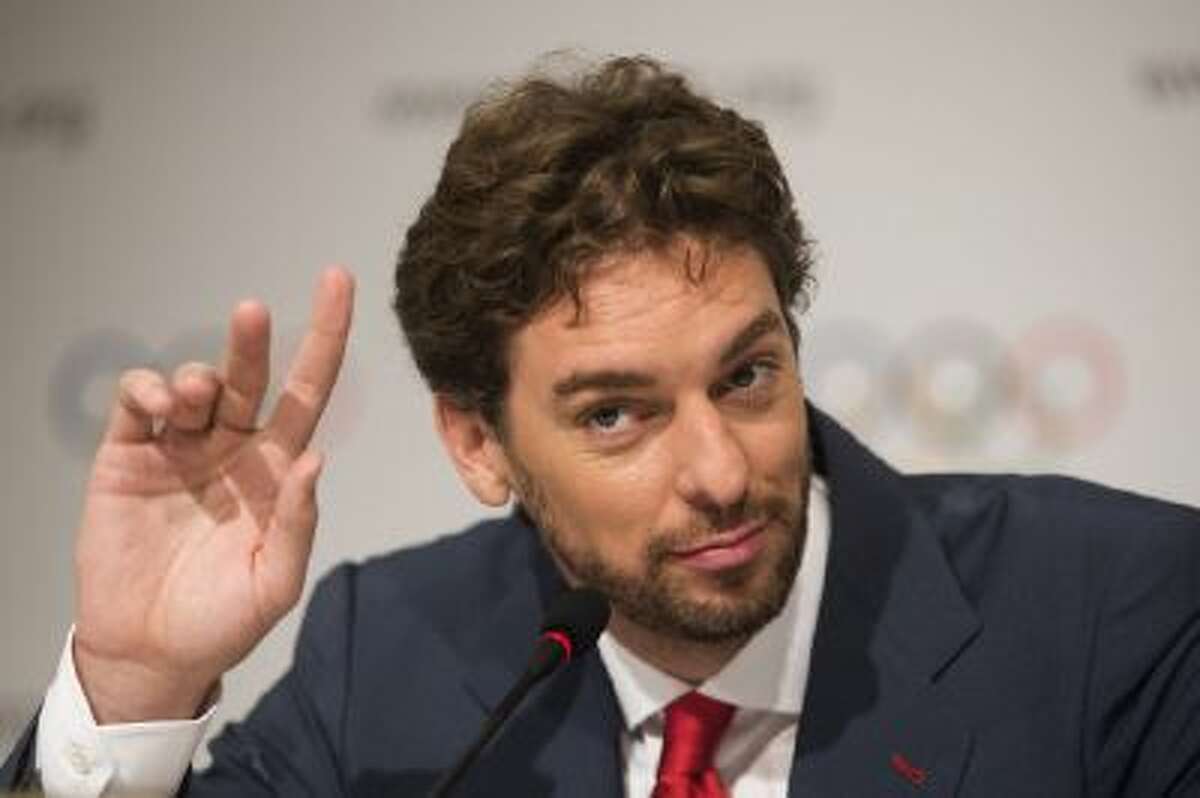 NBA player Pau Gasol of Spain speaks during a news conference after Madrid's Olympic bid presentation in Buenos Aires, Argentina, Saturday, Sept. 7, 2013. Madrid, Istanbul and Tokyo are competing to host the 2020 Summer Olympic Games.