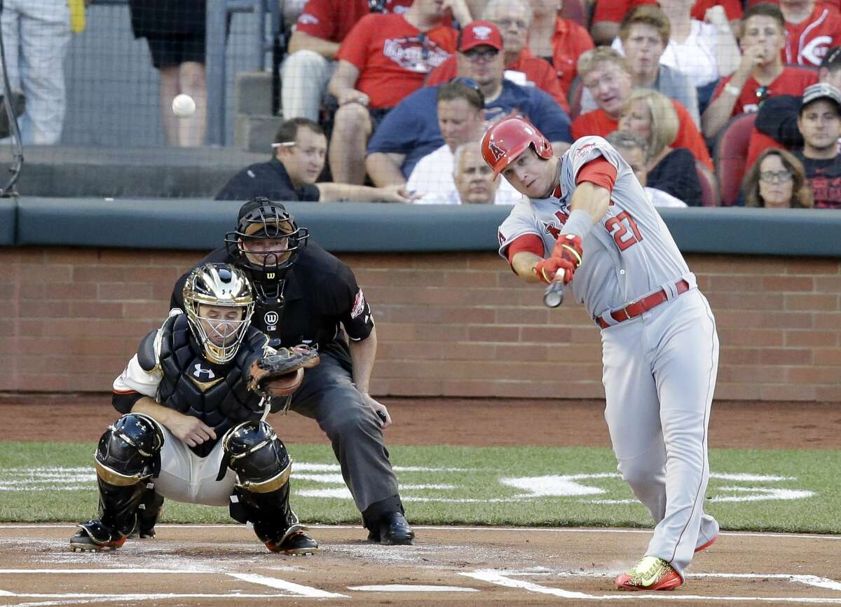 Mike Trout hits a home run during the first inning of the All-Star Game on Tuesday in Cincinnati.