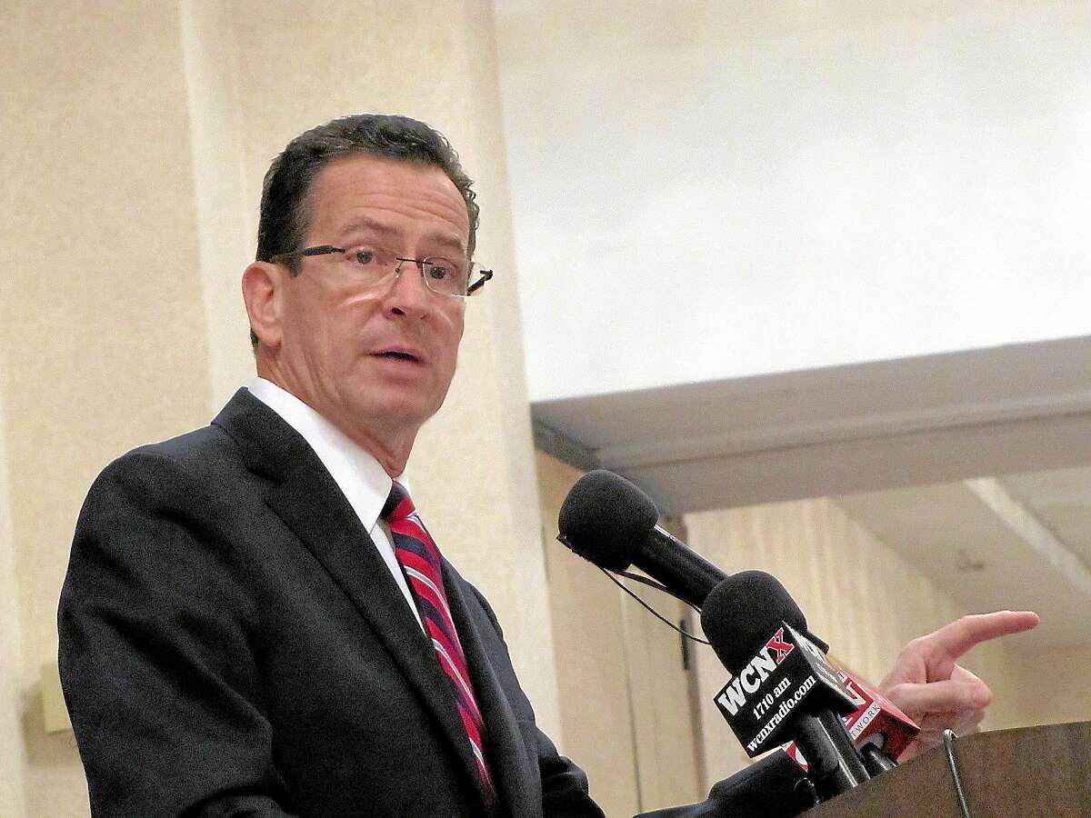 Gov. Dannel Malloy speaks at the Middlesex Chamber of Commerce breakfast in Cromwell on Tuesday.