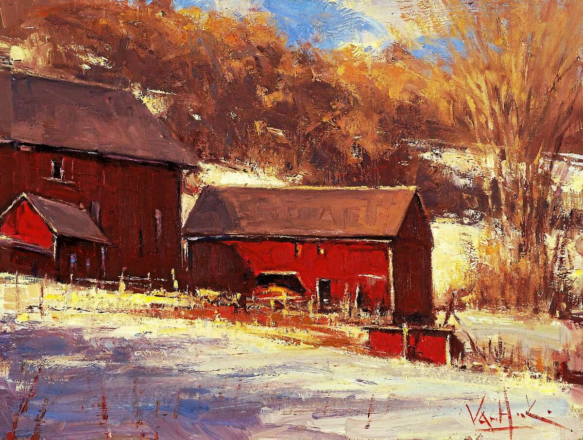 Images courtesy of the artists George Van Hook, “Red Barns,” oil, 12 x 16 inches