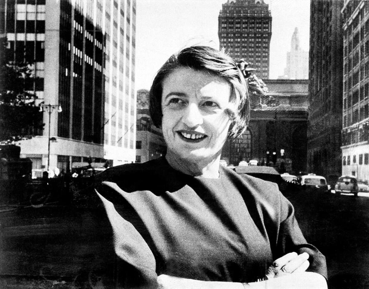 FILE - This 1962 file photo Ayn Rand, Russian-born American novelist, is photographed in New York with Grand Central Terminal in the background. A Rand novel written, temporary shelved and later published as a play is finally being released in its original form. The New American Library, an imprint of Penguin Random House, announced Thursday, Dec. 4, 2014, that Rand's "Ideal" would be published July 7. (AP Photo)
