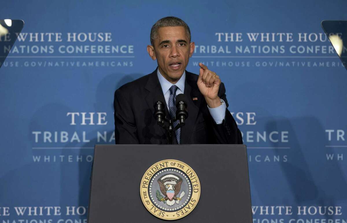 President Barack Obama speaks during the 2014 White House Tribal Nations Conference at the Capital Hilton in Washington on Wednesday.