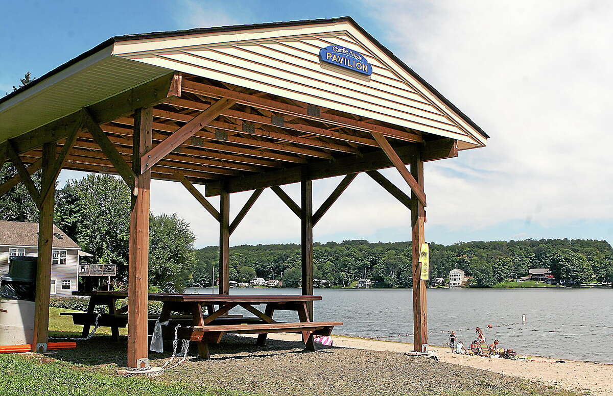 The pavilion at Lake Beseck Beach in Middlefield