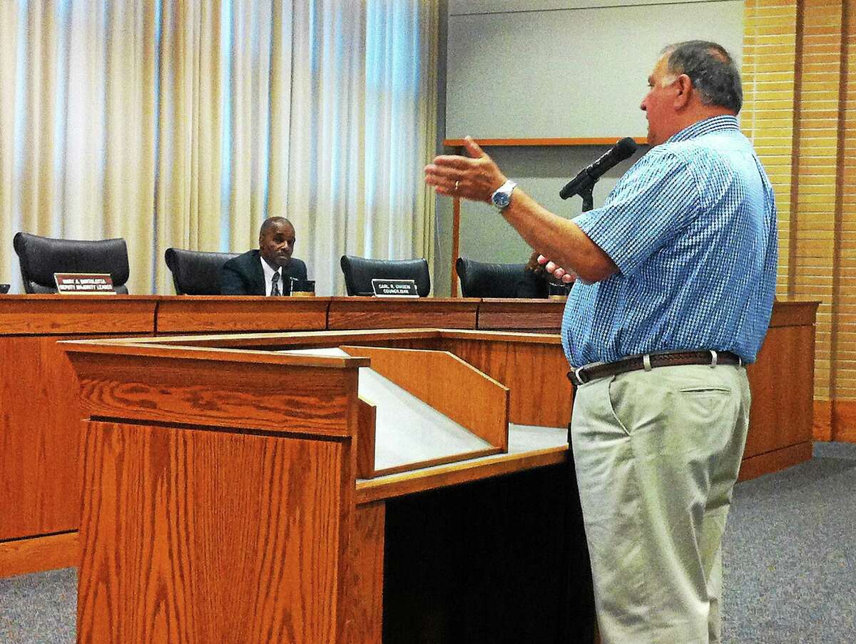Middletown Charter Revision Commission Vice Chairman Joseph Milardo speaks to the members of the Common Council on Aug. 4.