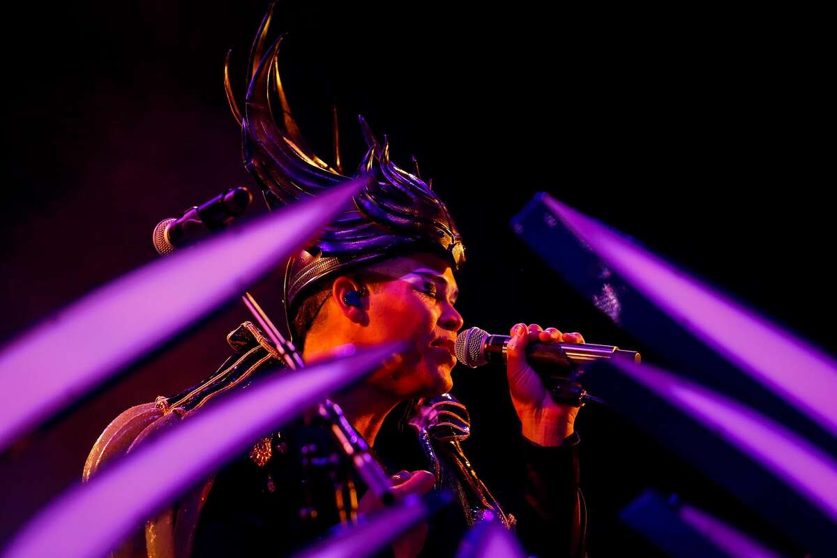 Luke Steele from Empire of the Sun performs on the Twin Peaks stage during the 10th annual Outside Lands Festival in Golden Gate Park in San Francisco on Saturday, August 12, 2017.