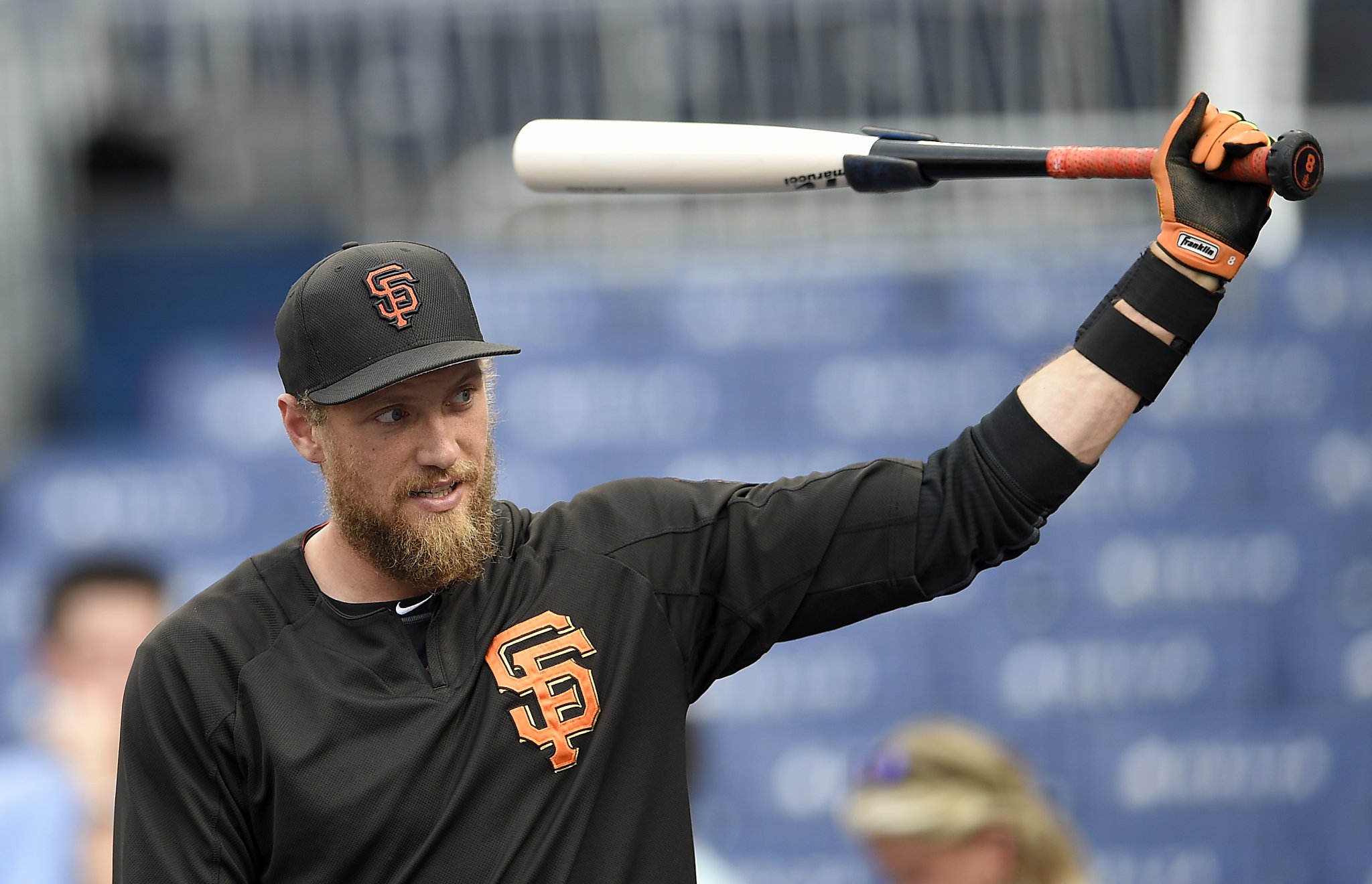 Dodger Blue on X: Hunter Pence has a Giants shirt under his