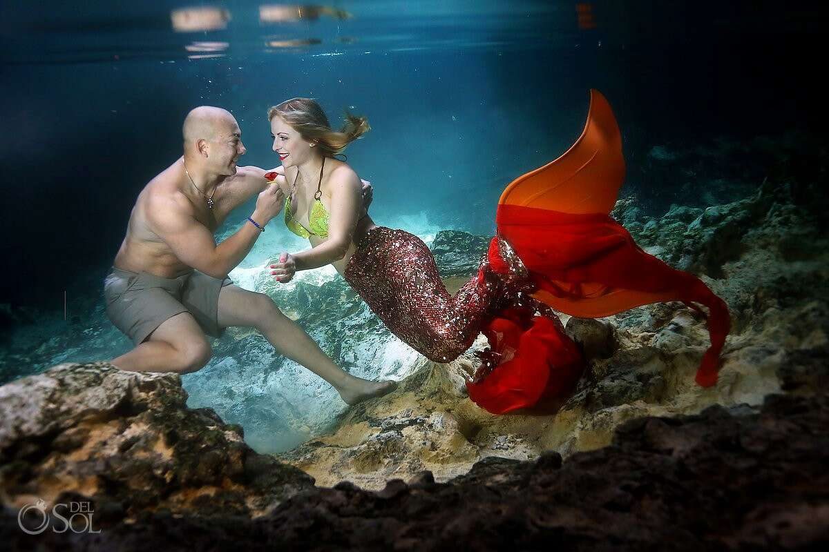 Eric Martinez proposes to Cammy Rynae Cuoco in Riviera Maya, Mexico, on June 8, 2017. Both of San Antonio, Martinez said he planned the engagement in secret with photographer Polly Dawson of Del Sol Photography. The couple later recreated the proposal underwater with Cuoco dressed as a mermaid.