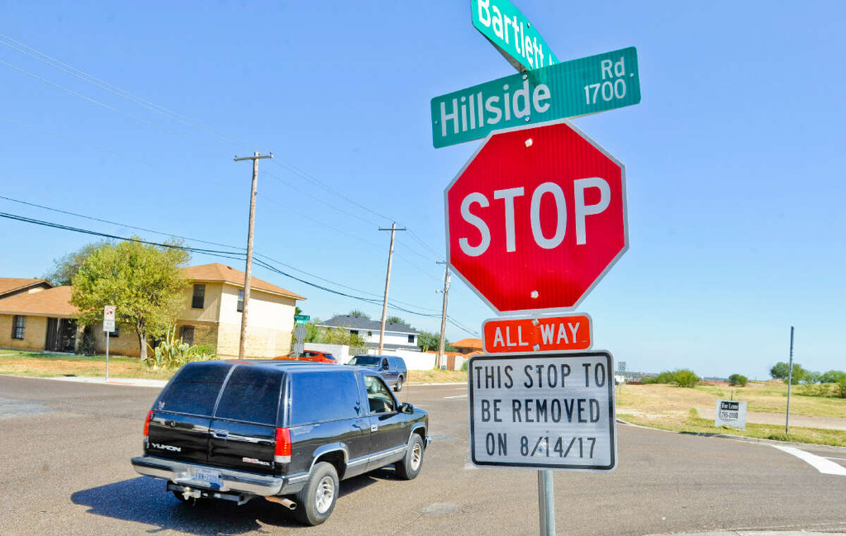 A stop sign on the south bound side of Bartlett Avenue at the intersection with Hillside Road.