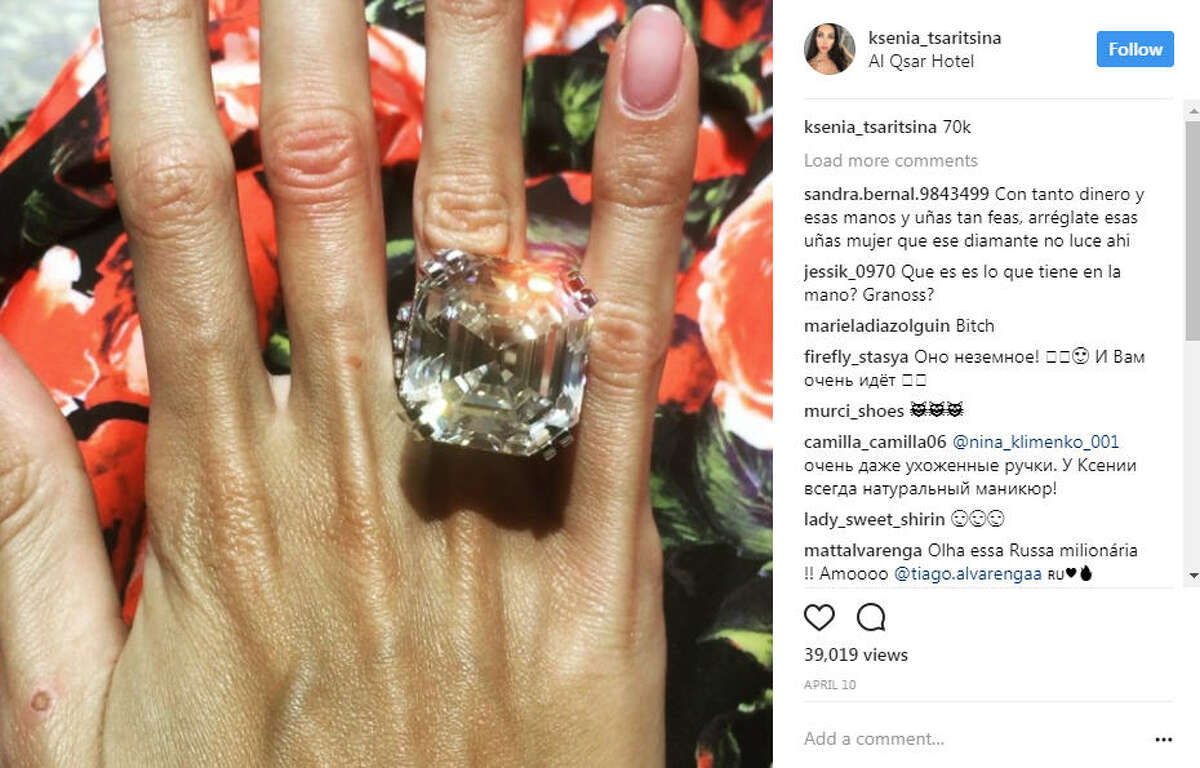 The 70 carat ring that started it all.  Photo: @ksenia_tsaritsina Instagram