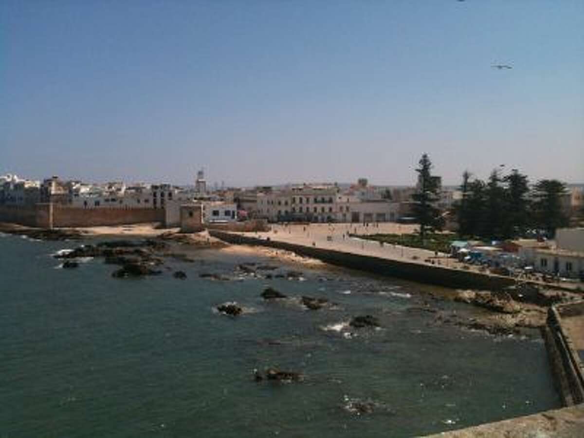 A view of Essaouira, Morocco from the top of the Port du Skala, a fortified city wall.