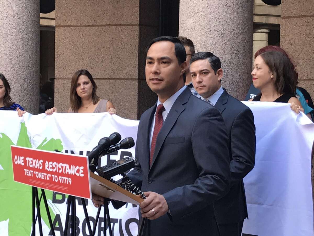U.S. Rep. Joaquin Castro was among dozens of Democrats and their allies at a rally Wednesday to denounce what they say was a Trump-inspired agenda in the Texas Legislature.