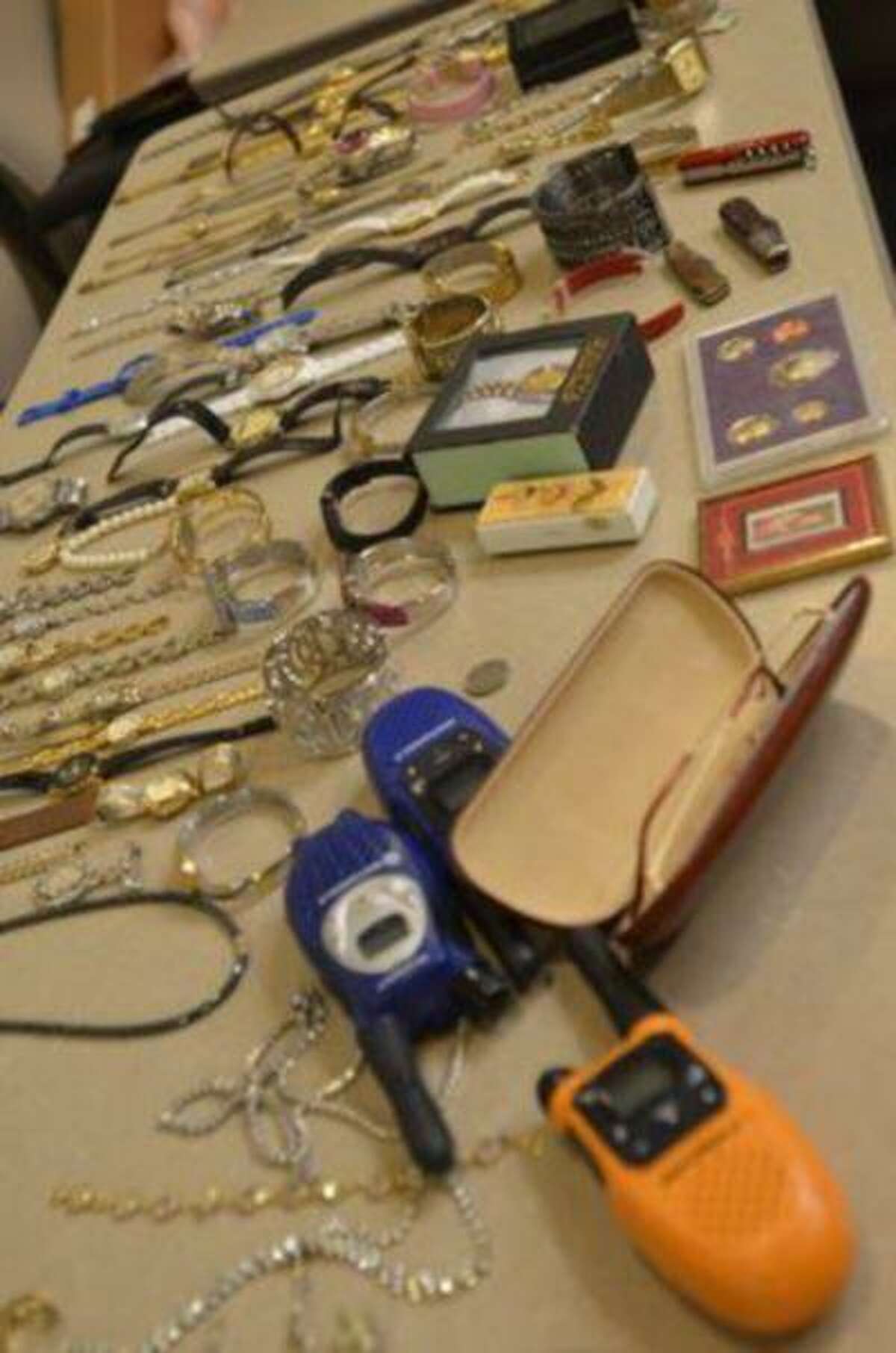 Items confiscated from the home of Todd Lloyd Griffin, who is accused of robbing people while they were attending funerals.