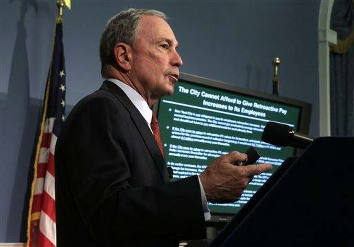 New York Mayor Michael Bloomberg delivers the 2014 city budget in the Blue Room of New York's City Hall, Thursday, May 2, 2013. Bloomberg presented the budget for the fiscal year of 2014, the last one of his tenure. The presentation is just the beginning of a long negotiation process with the City Council and other stakeholders.(AP Photo/Richard Drew, Pool)