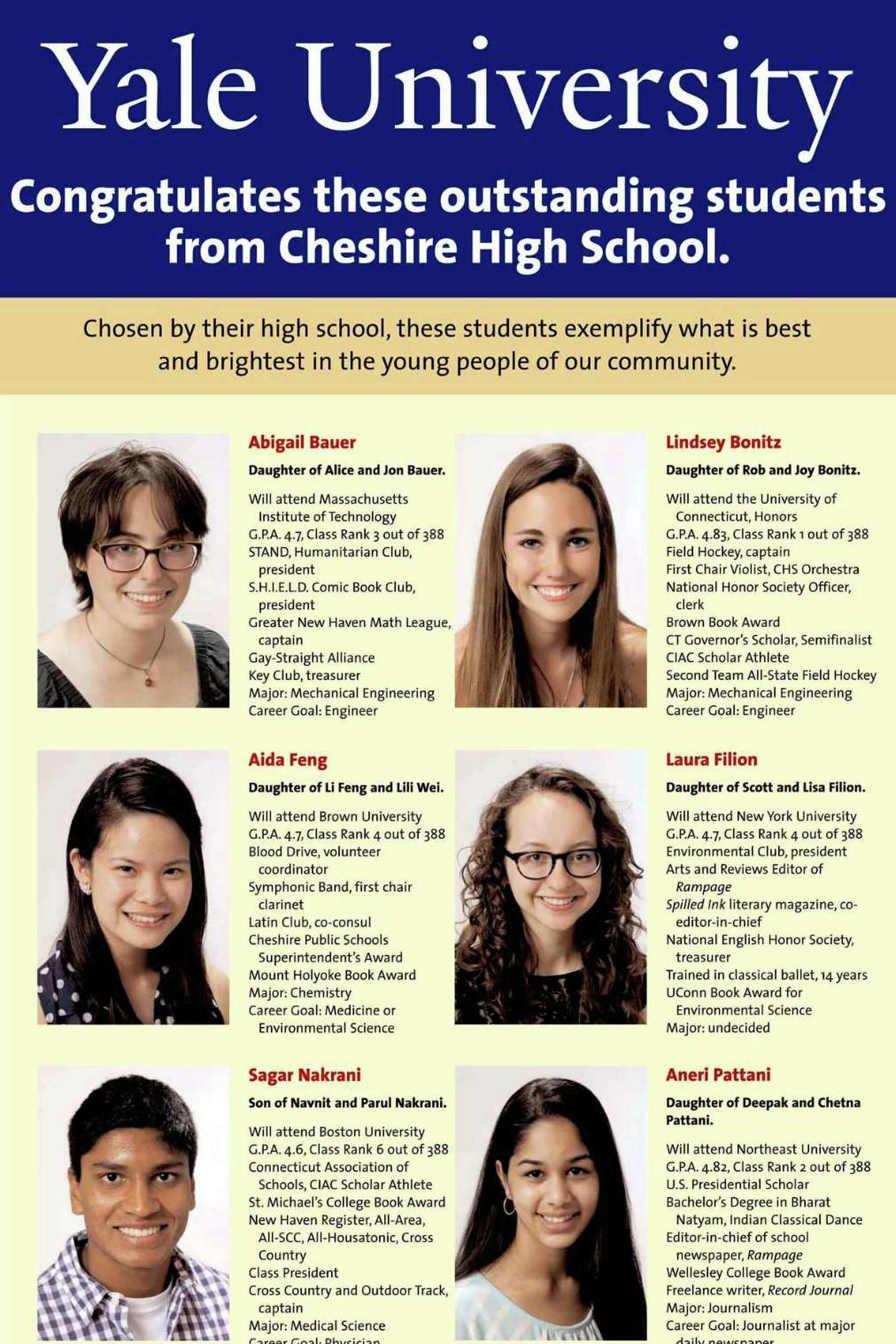 Photos: Yale congratulates outstanding Cheshire High School students