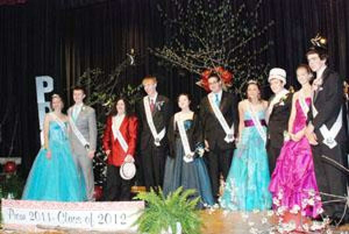 Photo Courtesy STOCKBRIDGE VALLEY CENTRAL SCHOOL Pictured from left are: Princess, Morgan Vineall; Prince, Ryan Thorna; Prom Court, Kaylene Flores, Craig Marshall, Kimberley March, Ryan Mennig, Prom Queen, Brittany LaLande; Prom King, Christopher Rifenburg; Prom Court, Emily Oot and Dale Durant.