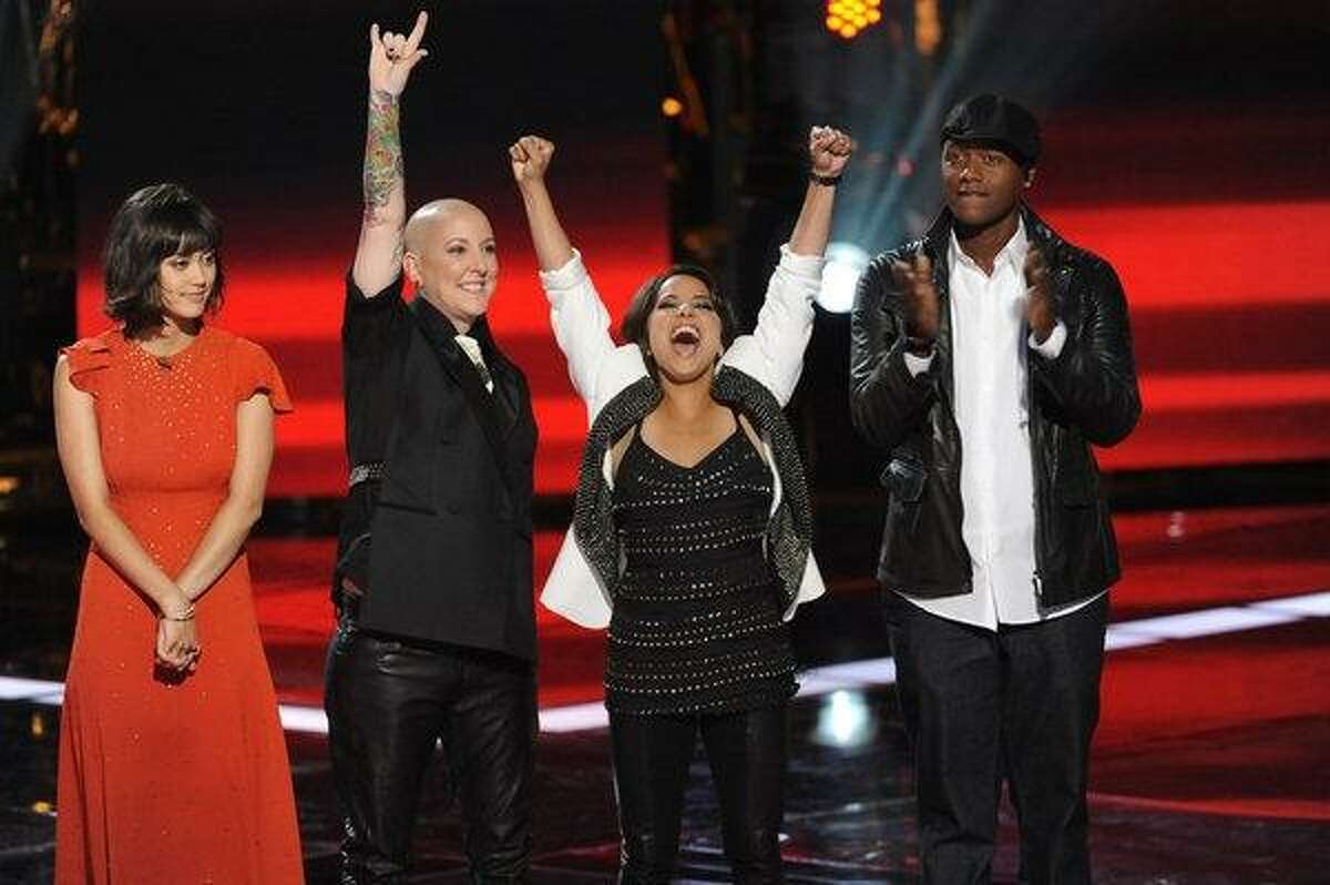 From left, Dia Frampton, Beverly McClellan, Vicci Martinez and Javier Colon.