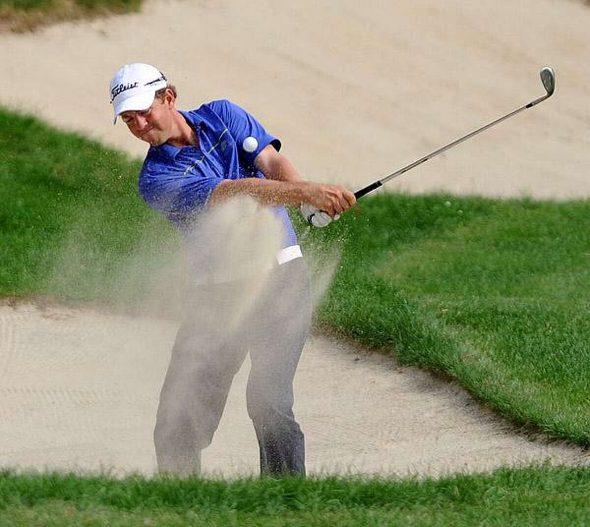 Cromwell--Bryce Molder blasts out of a bunker on 15.. Photo-Peter Casolino/New Haven RegisterCas110626 6/26/11
