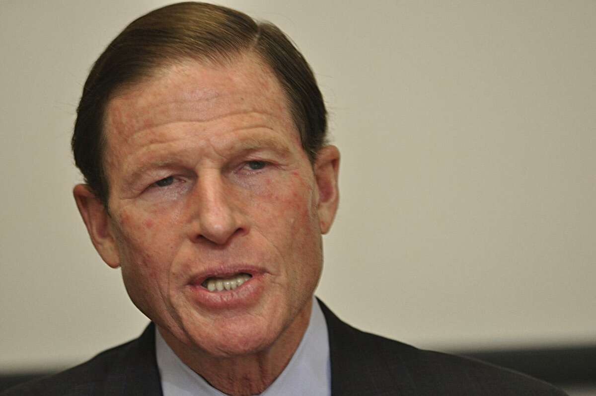 U.S. Sen. Richard Blumenthal met Friday with editors of northwestern Connecticut Journal Register Co. sister publications of the New Haven Register: The Register Citizen in Torrington and The Litchfield County Times Photo by Rick Thomason