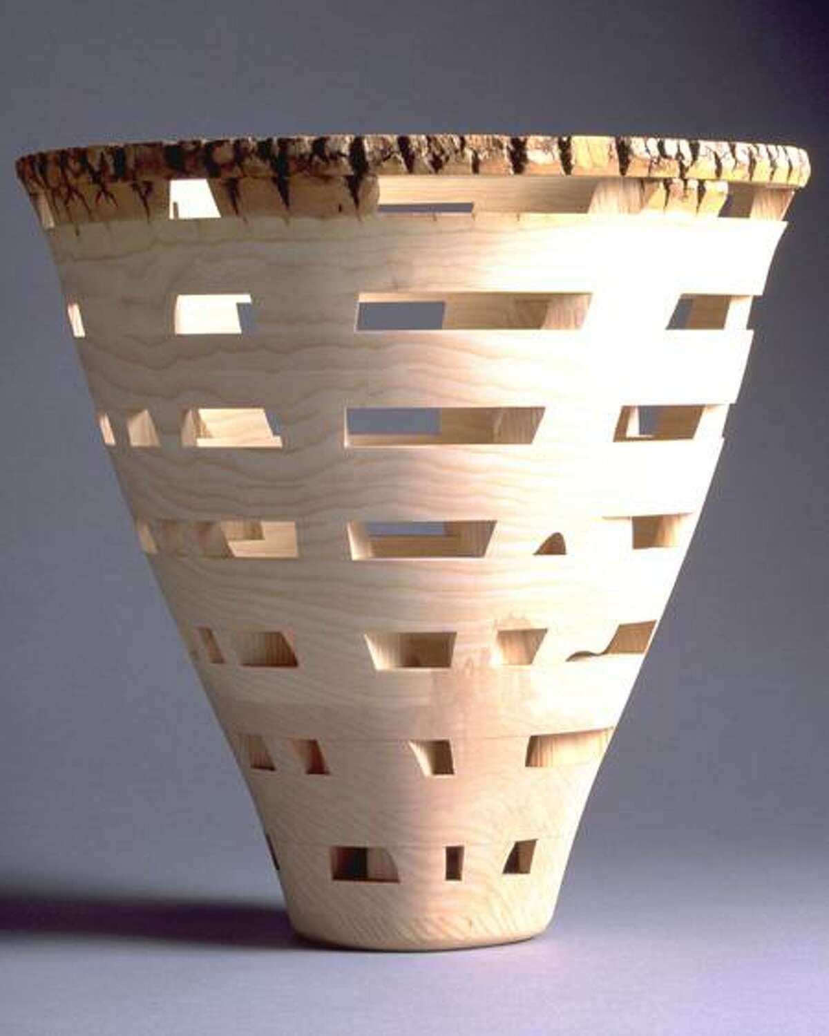 A laminated wood vessel by Oxford artist Peter Petrochko.