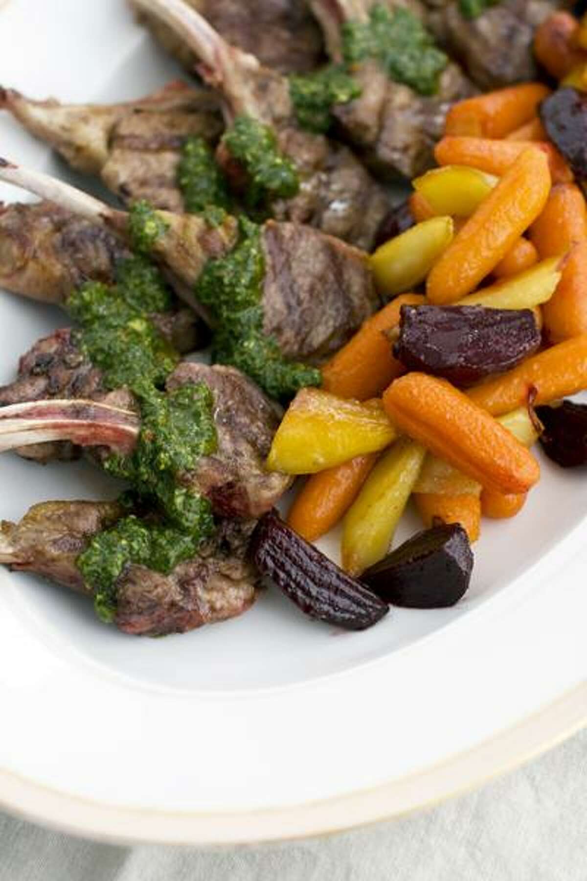 Grilled lamb chops with mint chimichurri recipe