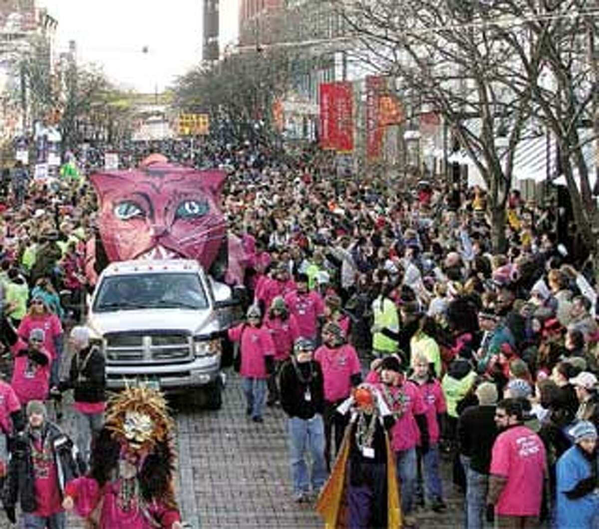 The parade that runs down Church Street in Burlington, Vt., Saturday will include about 30 floats. (Magic Hat Brewing Co. photos)