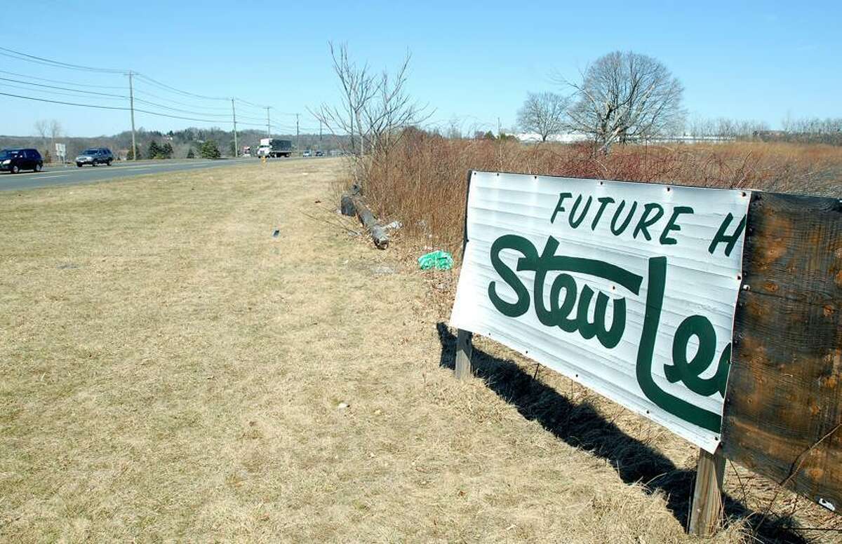 The remains of the Stew Leonard Jr.'s sign on Marsh Hill Road in Orange. Arnold Gold/Register file photo