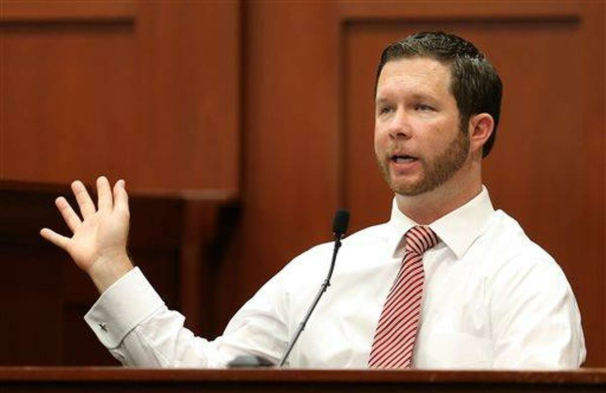 Jonathan Good, a neighbor who witnessed part of the confrontation between George Zimmerman and Trayvon Martin, testifies during the 15th day of Zimmerman's trial in Seminole circuit court, in Sanford, Fla., Friday, June 28, 2013. Zimmerman has been charged with second-degree murder for the 2012 shooting death of Trayvon Martin.(AP Photo/Orlando Sentinel, Joe Burbank, Pool)