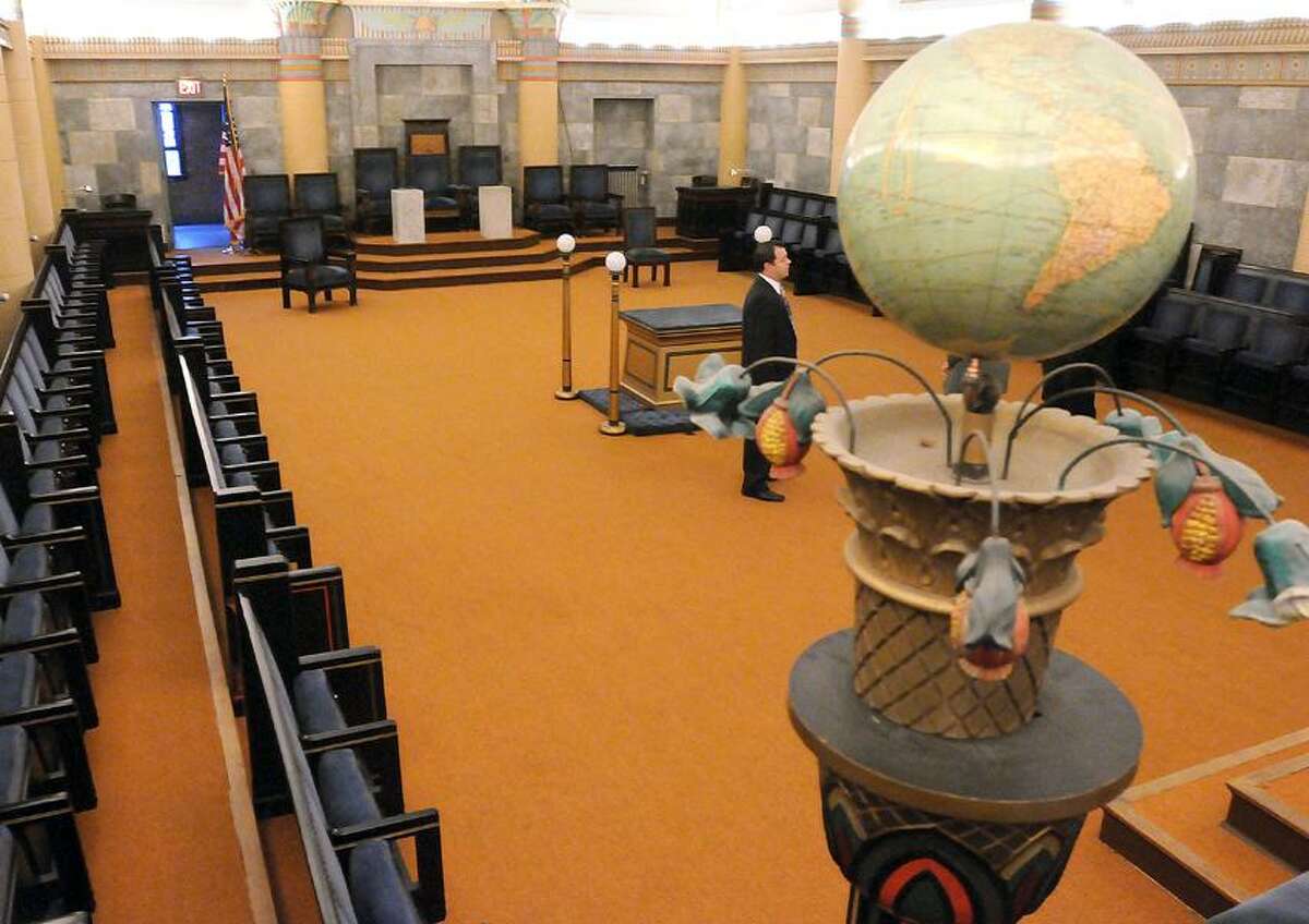 The Egyptian Room, a meeting room, at the Masonic Temple on Whitney Ave. in New Haven, was built in 1926. Mara Lavitt/New Haven Register
