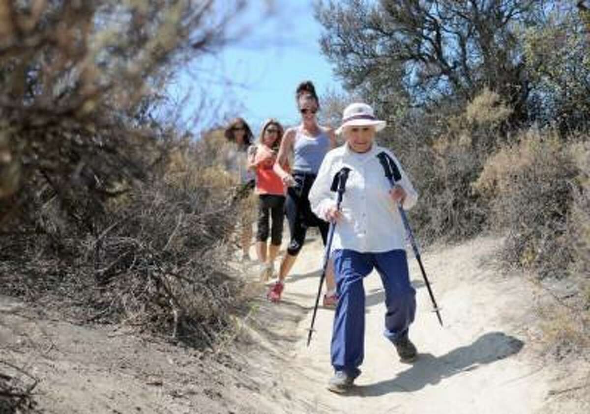 Anne Bedrosian celebrated her 90th birthday with friends and family on a 2.5-mile hike at Serrania Park in Woodland Hills on Thursday, June 13, 2013. (Dean Musgrove/Los Angeles Daily News)