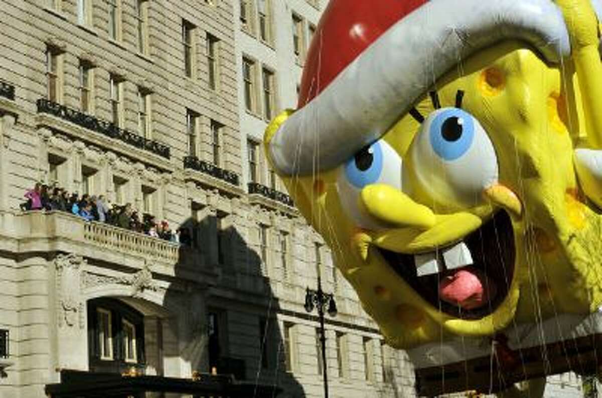 SpongeBob Squarepants makes his way down Central Park West during the 87th Macy's Thanksgiving Day Parade in New York on November 28, 2013.